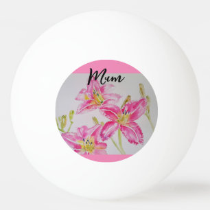 Pink Lilies Floral Watercolor Lily Flower Tote Bag Ping Pong Ball