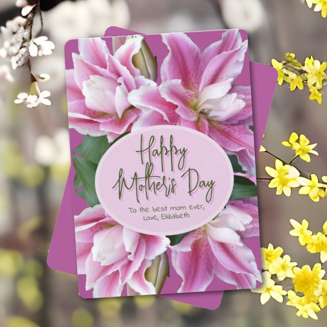 Pink Lilies Happy Mothers Day Card (Creator Uploaded)