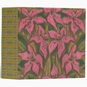 Pink Lilies, pastel painting, flowers, floral art Binder