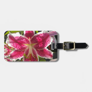 Pink lilies pink tropical flowers pink floral luggage tag