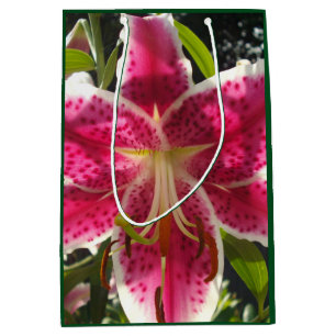 Pink lilies pink tropical flowers pink floral medium gift bag