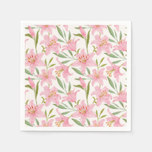 Pink Lillies Floral Napkin