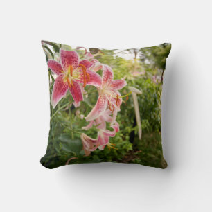 Pink Lillies Throw Pillow
