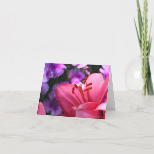 Pink Lilly and Purple Flowers Holiday Card
