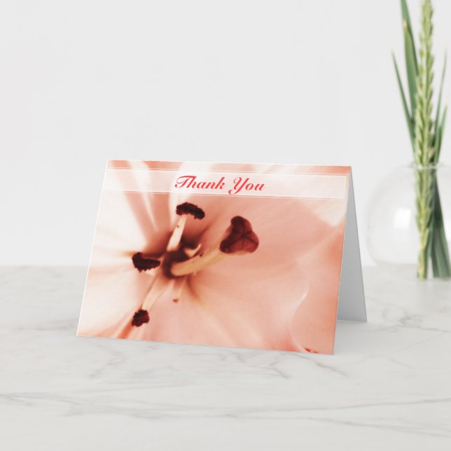 Pink Lilly Thank You Note Card (Front)
