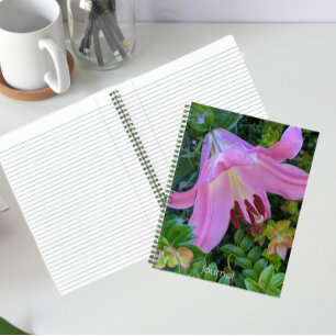 Pink Lily Bloom Floral Notebook