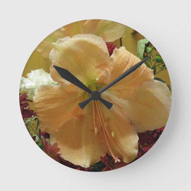 Pink Lily Bouquet Wall Clock (Front)