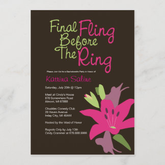 Pink Lily Final Fling Before the Ring Invitation