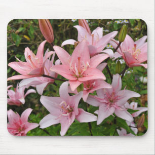 Pink lily floral beauty mouse pad
