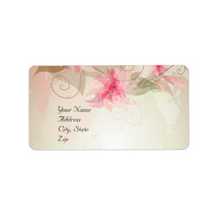 Pink Lily Floral Label