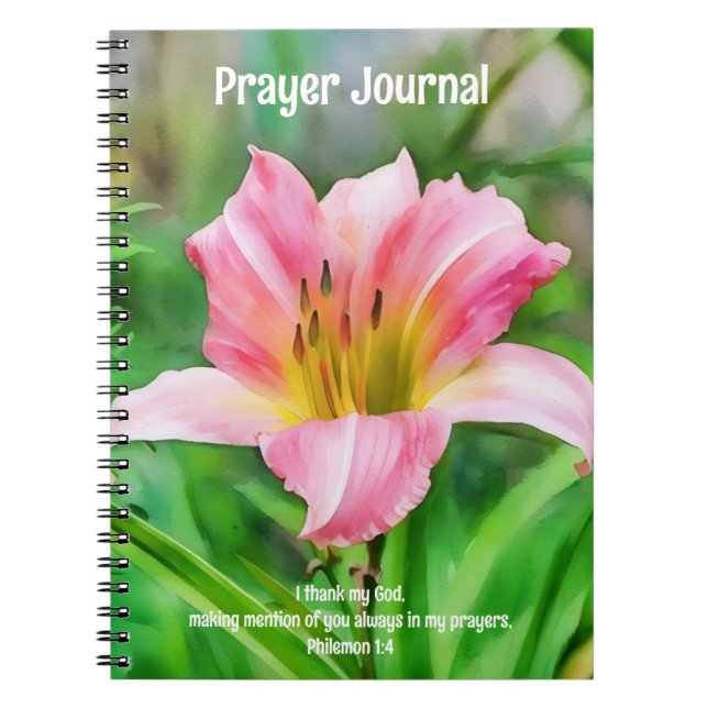 Pink Lily Flower Art Prayer Journal (Front)