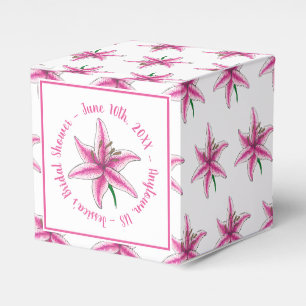 Pink Lily Flower Bridal Baby Shower Floral Garden Favor Box