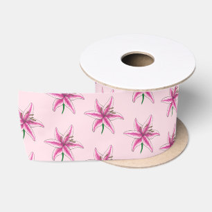Pink Lily Flower Bridal Baby Shower Floral Garden Satin Ribbon