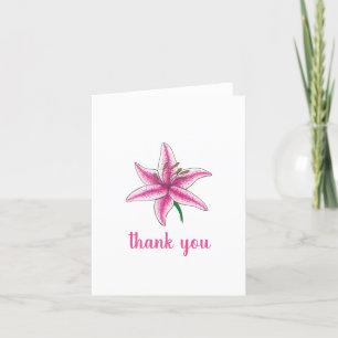 Pink Lily Flower Bridal Baby Shower Floral Garden Thank You Card
