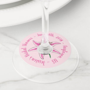 Pink Lily Flower Easter Bridal Baby Shower Lilies Wine Glass Tag