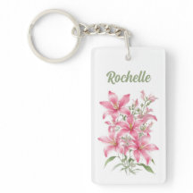 Pink Lily Flowers Personalized