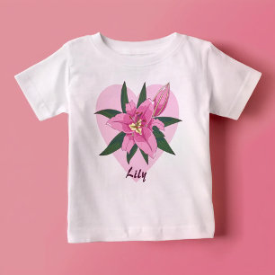 Pink Lily Heart Baby T-Shirt