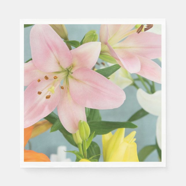 Pink Lily Luncheon Napkin  (Front)