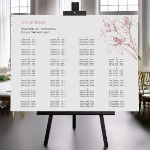 Pink Lily Outline Wedding Seating Chart
