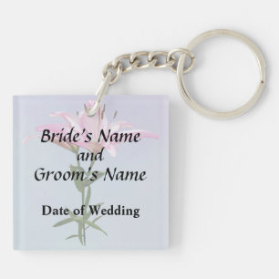 Pink Lily Pair Wedding Supplies Keychain