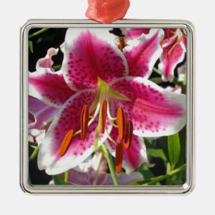Pink lily pink floral pink flower tropical flower metal ornament