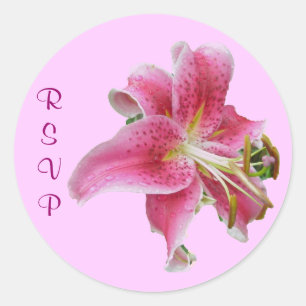 Pink Lily RSVP Sticker for Invitation