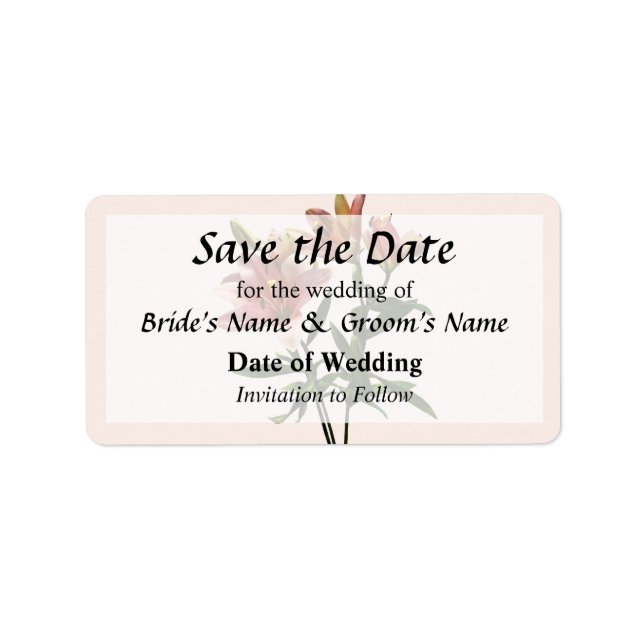 Pink Lily Trio Save the Date Label (Front)