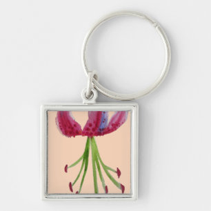 Pink Lily watercolour modern flower floral art Keychain