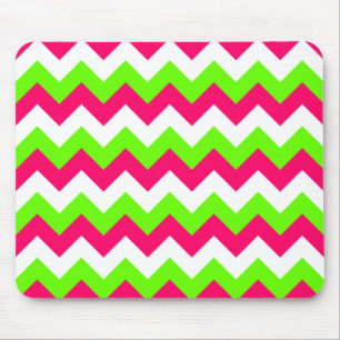 Pink Lime and White Zigzag Mouse Pad
