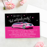 Pink Limousine Bat Mitzvah Night Out Party Invitation<br><div class="desc">Set the tone for a fabulous Bat Mitzvah celebration with these glamourous and fun limo Hollywood night out themed pink limo party invitations. Bright and girly hot pink,  black and white colours.</div>