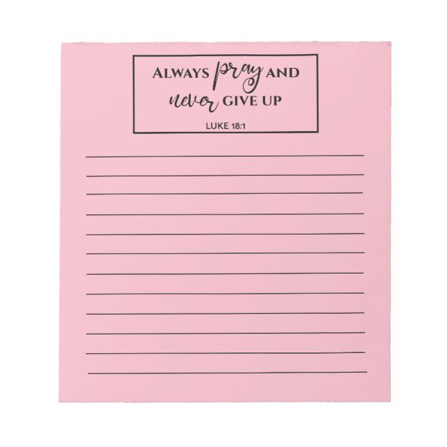 Pink Lined Bible Verse Prayer List Notepad (Front)