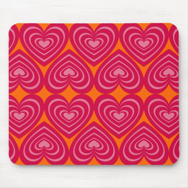 Pink Lined Hearts Mouse Pad (Front)
