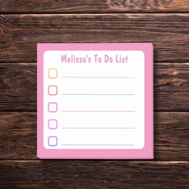 Pink Lined To Do List  Post-it Notes (Pink to do list with personalized name on sticky notes.)