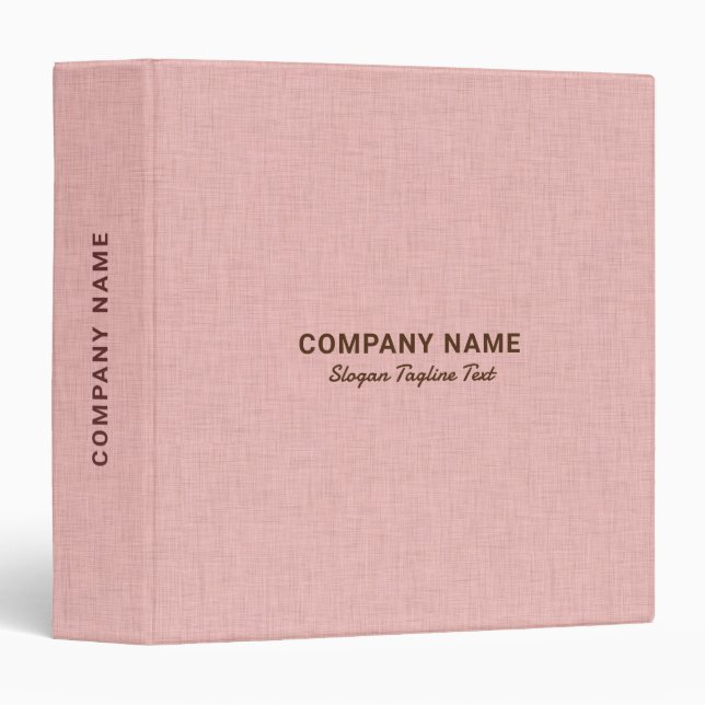 Pink Linen Burlap Fabric Look  Binder (Front/Spine)