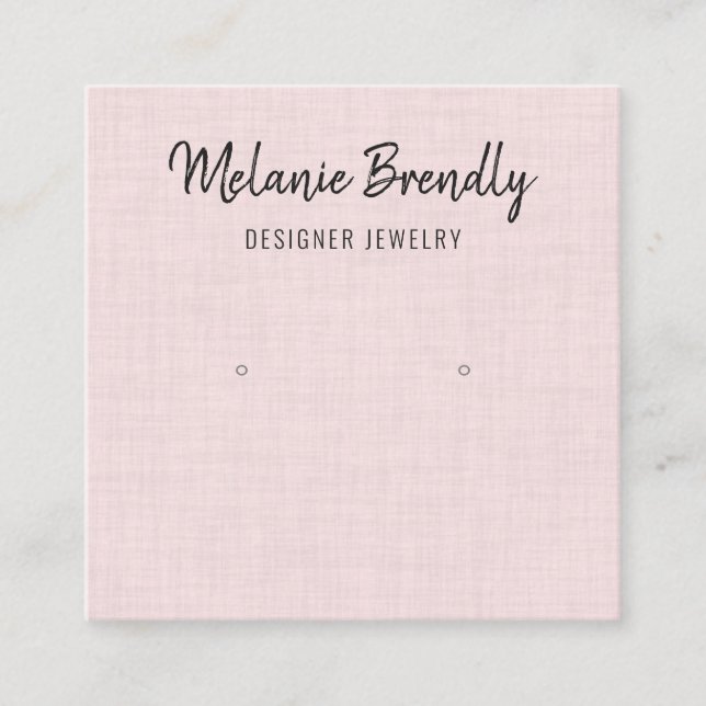Pink Linen Pattern Earring Display Business Card (Front)