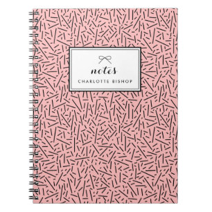 Pink Lines Abstract Pattern Personalized Notebook