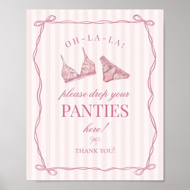 Pink Lingerie Bachelorette Panties Please Sign (Front)