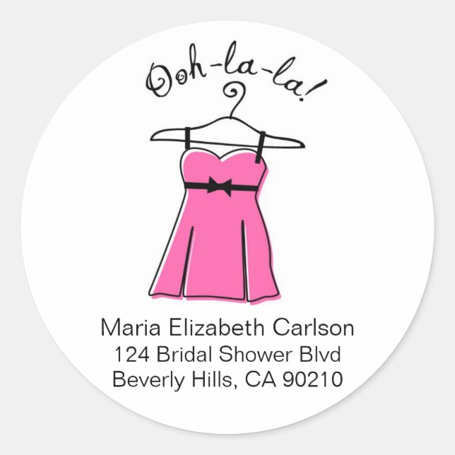 Pink Lingerie Bridal Shower Address Labels (Front)