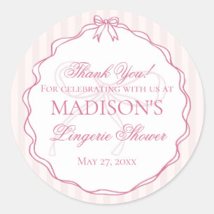 Pink Lingerie Shower Bachelorette Party Favor Classic Round Sticker