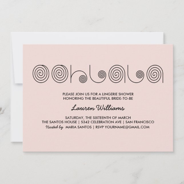 Pink Lingerie Shower Invitations Ooh La La (Front)