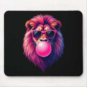 Pink Lion Blowing Bubble Gum Mouse Pad