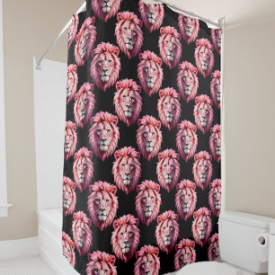 Pink Lion Head Animal Pattern Design - Black 