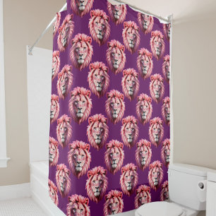 Pink Lion Head Animal Pattern Design Purple