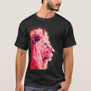 Pink Lion Majesty on Black Canvas T-Shirt