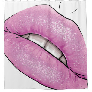 Pink lip colour gloss with teeth