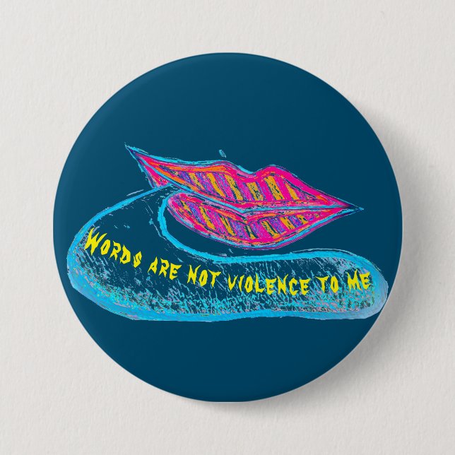 Pink lips and a word baloon or tongue 3 inch round button (Front)