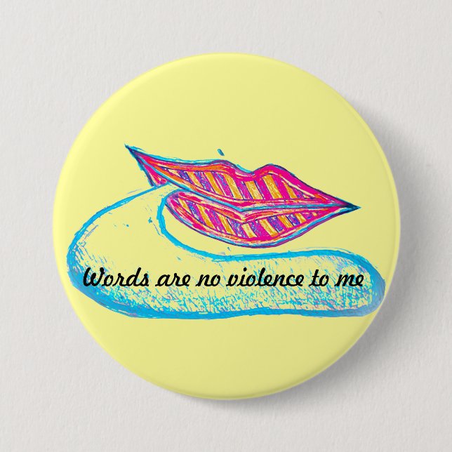 Pink lips and a word baloon or tongue 3 inch round button (Front)