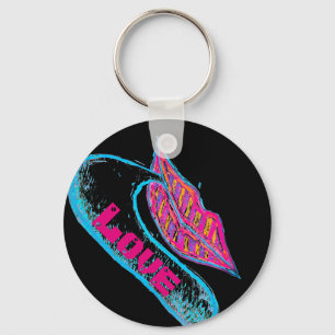 Pink lips and a word baloon or tongue keychain
