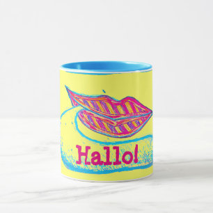 Pink lips and a word baloon or tongue mug