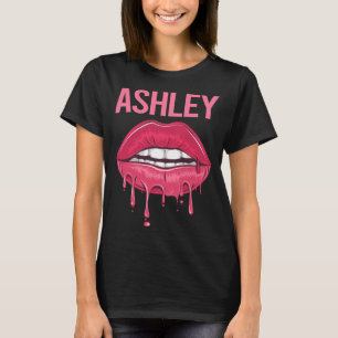 Pink Lips - Ashley Name T-Shirt
